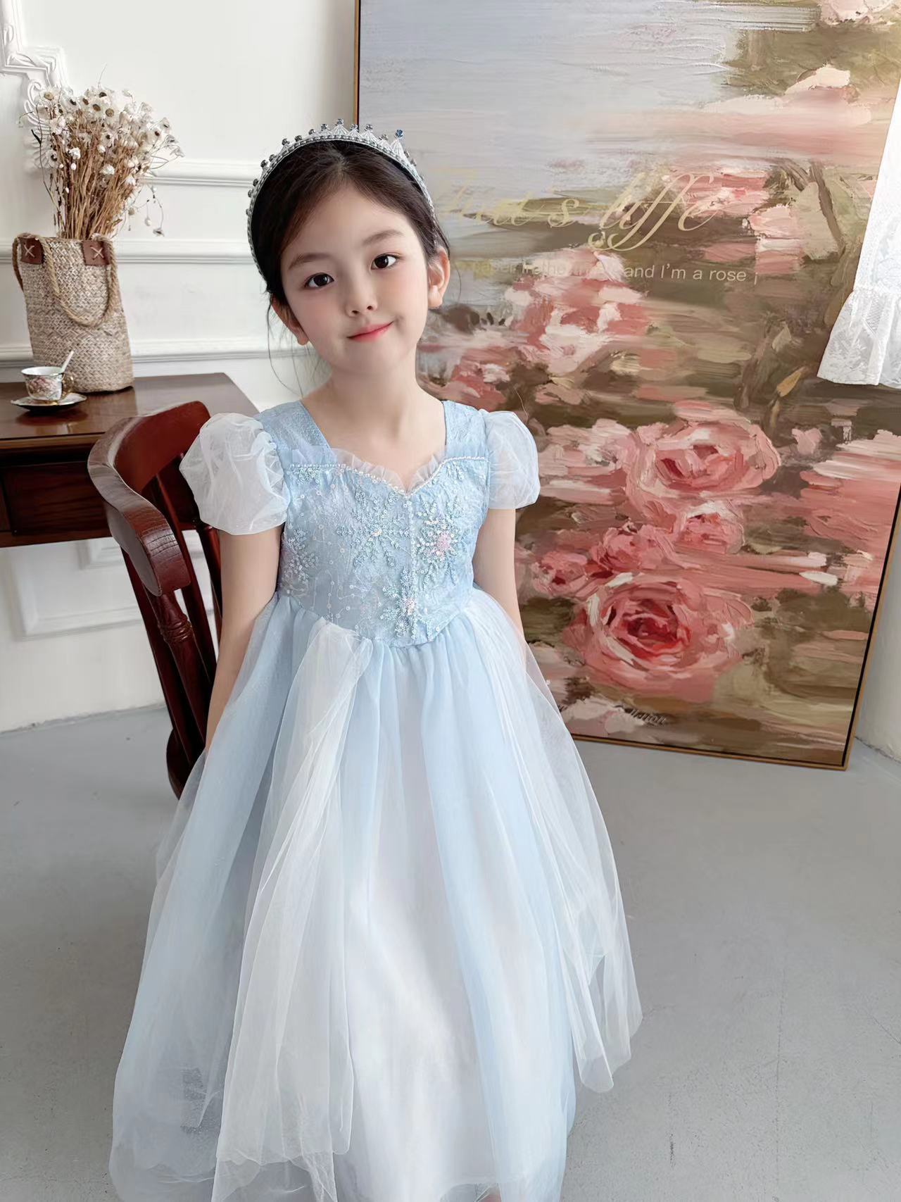 Vestido de Elsa bordado femini - Baby Clothing Dresser avaliação e preço